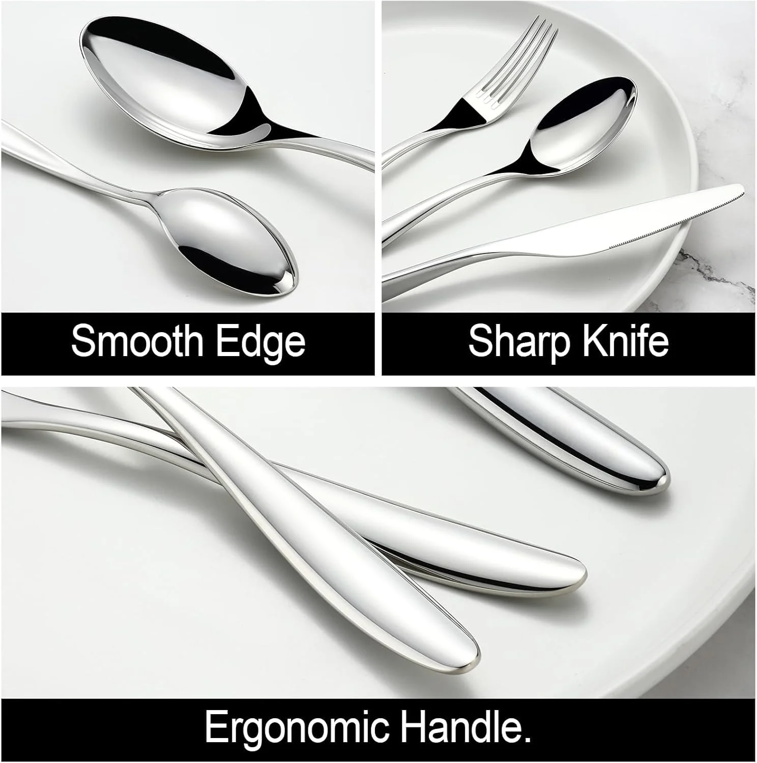 ست столовых приборов 5 تکه Azonee، ست столовых приборов استیل ضد زنگ 18-10، ست ظروف برای خانه و رستوران، شامل قاشق چنگال چاقوی ارتقا یافته، پرداخت آینه ای، قابل شستشو در ماشین ظرفشویی