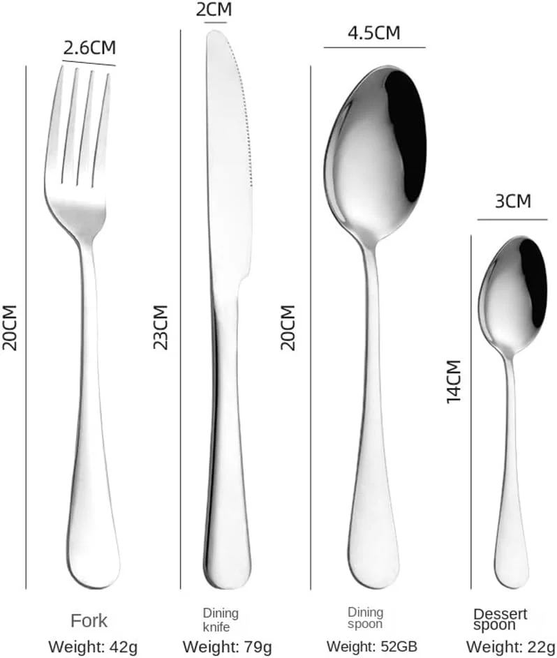 ست کارد و چنگال استیل 24 پارچه Beauenty با استند، ست قاشق و چنگال پرداخت آینه ای، مناسب برای 6 نفر، شامل چاقو/چنگال/قاشق/قاشق چایخوری (نقره ای)