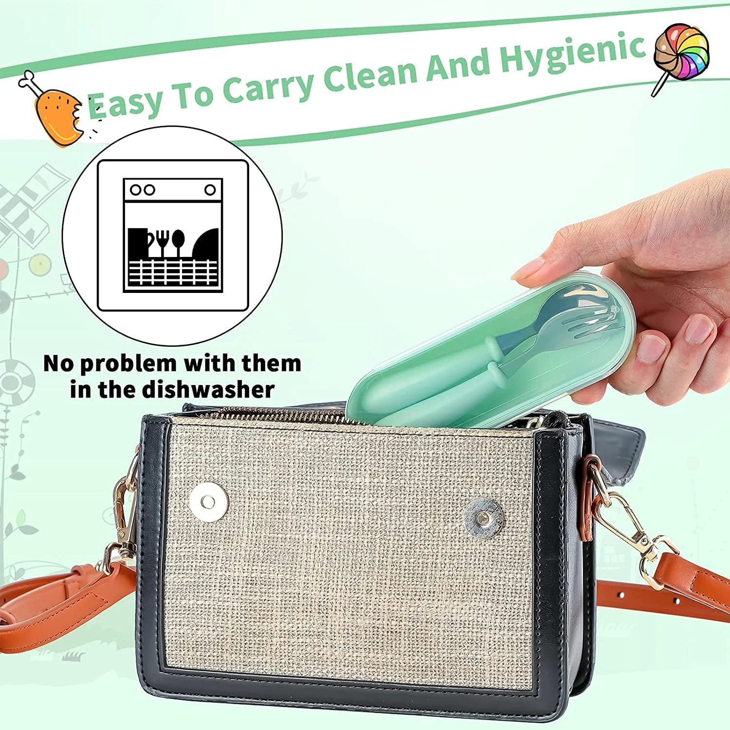 ست 9 تکه قاشق و چنگال کودک نوپا Aluchy، ست نقره ای ایمن استیل ضد زنگ، ست کارد و چنگال کودکانه با دسته گرد برای جعبه ناهار (آبی، سبز، صورتی)