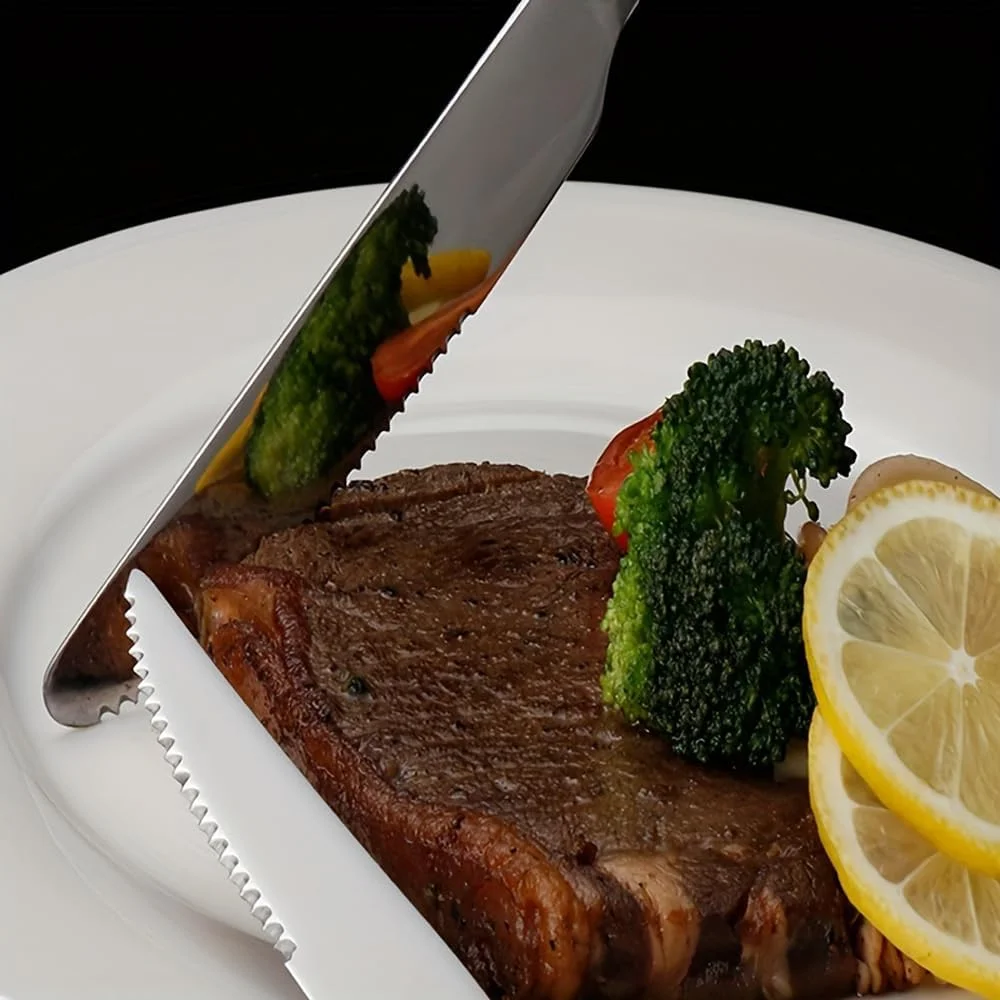 ست کارد و چنگال استیل 24 پارچه Beauenty با استند، ست قاشق و چنگال پرداخت آینه ای، مناسب برای 6 نفر، شامل چاقو/چنگال/قاشق/قاشق چایخوری (نقره ای)