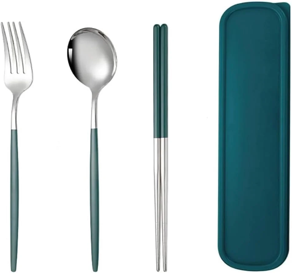 AMERTEER Travel Silverware Set With Case - Portable And Reusable Lunch Utensils Set For Work, Travel Silverware, Cutlery Set For Lunch Box, Bento Box Utensils Set, Spoon, Fork, And Chopsticks AMERTEER Travel Silverware Set With Case - Portable And Reusable Lunch Utensils Set For Work, Travel Silverware, Cutlery Set For Lunch Box, Bento Box Utensils Set, Spoon, Fork, And Chopsticks