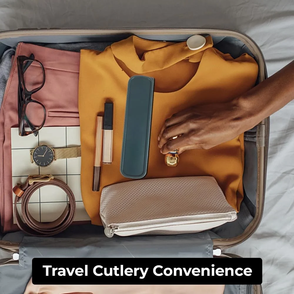 AMERTEER Travel Silverware Set With Case - Portable And Reusable Lunch Utensils Set For Work, Travel Silverware, Cutlery Set For Lunch Box, Bento Box Utensils Set, Spoon, Fork, And Chopsticks