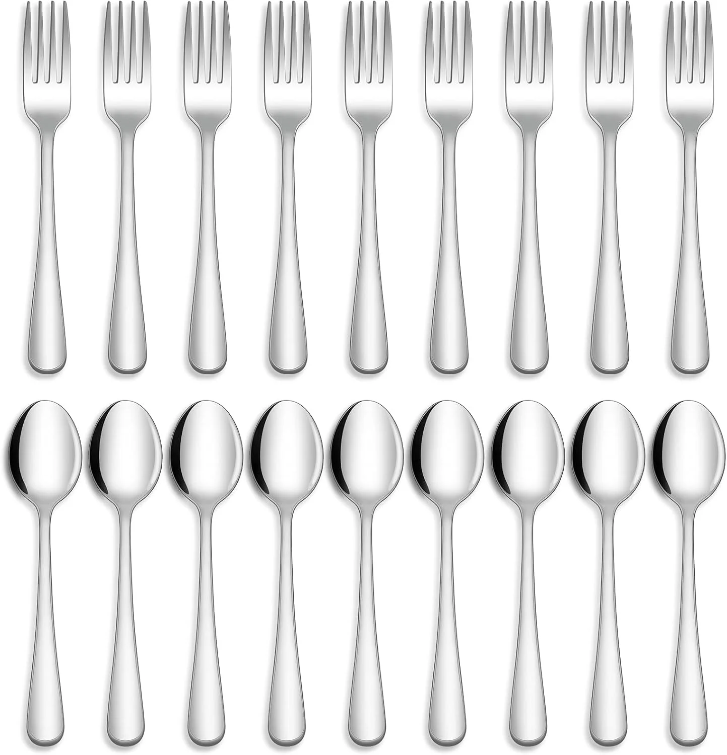 ست قاشق و چنگال 24 پارچه Hiware، ست کارد و چنگال استیل ضد زنگ مناسب مواد غذایی برای خانه، آشپزخانه و رستوران، پرداخت آینه ای، قابل شستشو در ماشین ظرفشویی