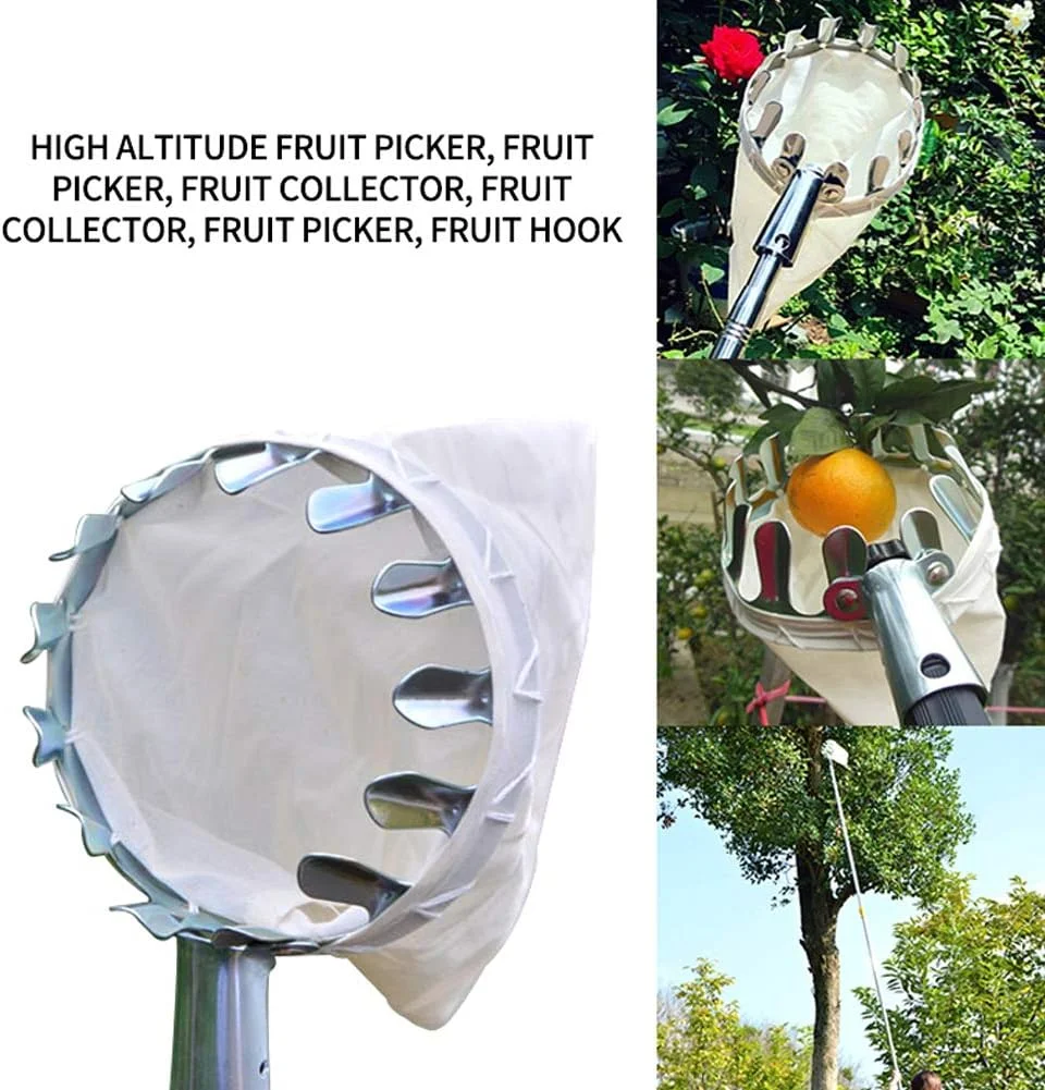 LZFuiop Fruit Picker Head Basket, Cotton Pouch Agricultural Garden Hardware Tools, Garden Farm Fruit Catcher Harvest Picking Tool for Picking Citrus Pear Peach, Etc,Blue(White)