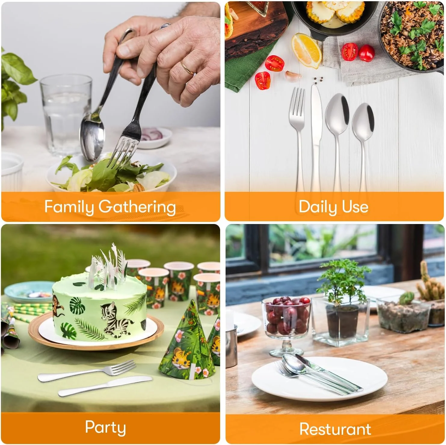 ست کارد و چنگال استیل ضد زنگ 24 پارچه ممتاز با جعبه هدیه، مناسب برای 6 نفر، شامل 6 چنگال، 6 چاقو، 6 قاشق و 6 قاشق چای خوری - ظروف غذاخوری برای خانه، آشپزخانه و غذاخوری ست کارد و چنگال استیل ضد زنگ 24 پارچه ممتاز با جعبه هدیه، مناسب برای 6 نفر، شامل 6 چنگال، 6 چاقو، 6 قاشق و 6 قاشق چای خوری - ظروف غذاخوری برای خانه، آشپزخانه و غذاخوری