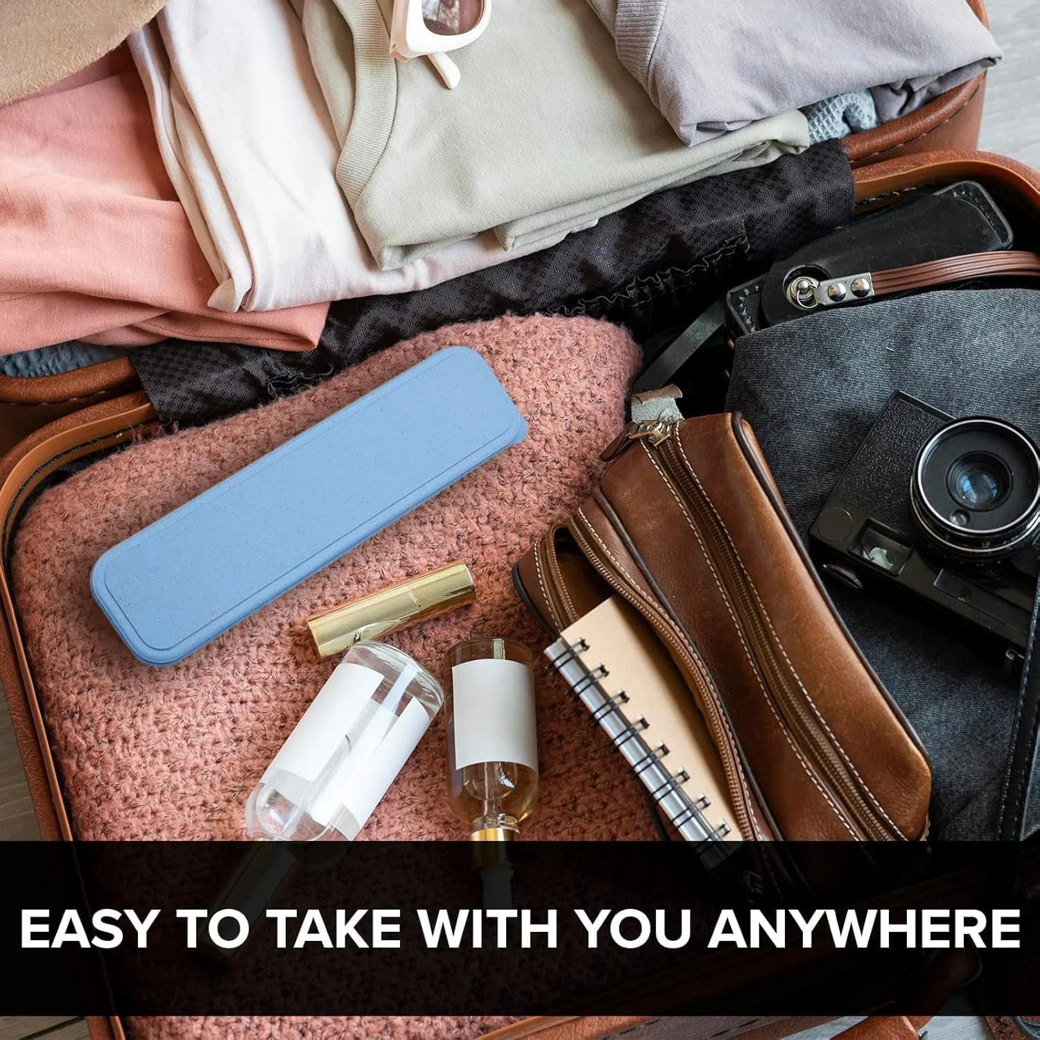 ست столовых приборов مسافرتی قابل استفاده مجدد Aowin، 4 تکه با جعبه، ست کارد و چنگال و قاشق قابل حمل، столовых приборов مسافرتی از جنس کاه گندم، столовых приборов پلاستیکی для пикника، مناسب для пикника یا استفاده روزانه