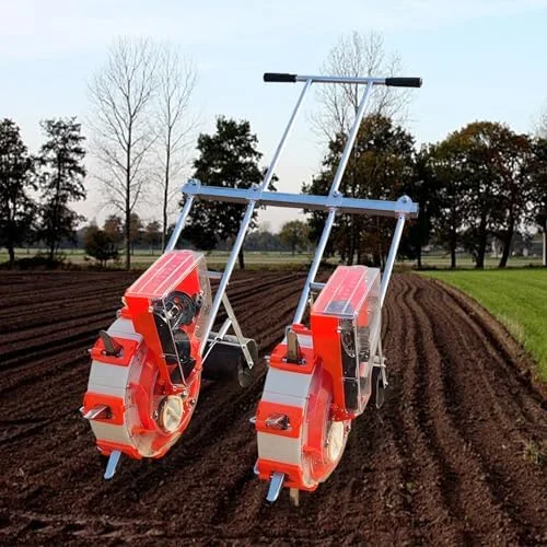 بذرپاش دستی غلطکی Ryanong، دستگاه کاشت دستی 2 ردیفه برای پنبه، بادام زمینی، لوبیا، ابزار باغبانی کشاورزی با عمق قابل تنظیم