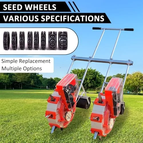 بذرپاش دستی غلطکی Ryanong، دستگاه کاشت دستی 2 ردیفه برای پنبه، بادام زمینی، لوبیا، ابزار باغبانی کشاورزی با عمق قابل تنظیم