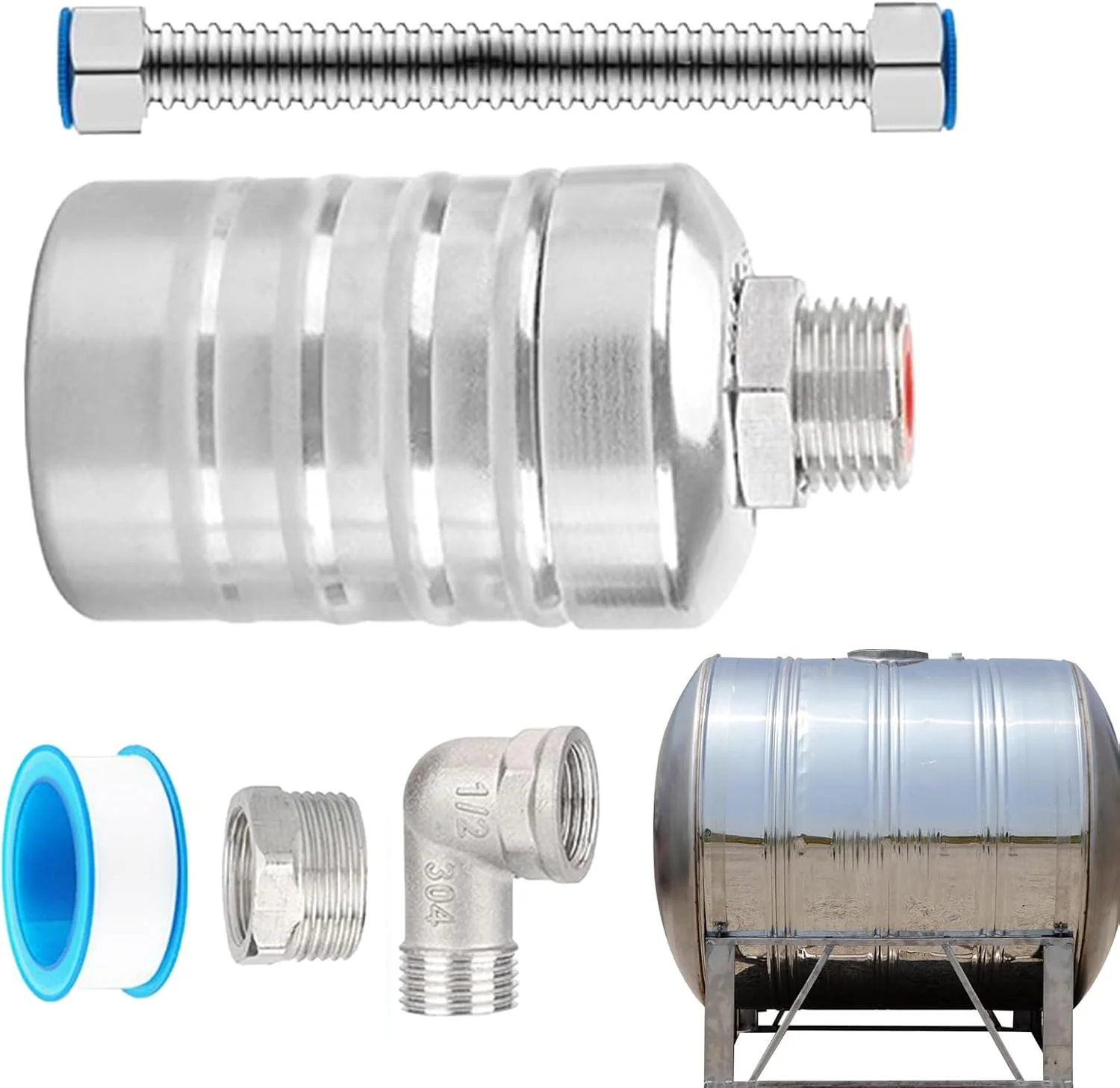 شیر شناور - شیر قطع کن اتوماتیک مخزن آب استیل ضد زنگ | ابزارهای مدیریت مایعات ضد نشت برای برج تقطیر مخزن دام کشاورزی