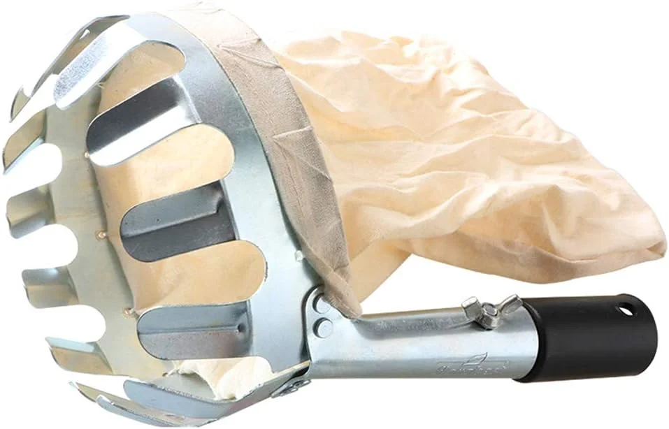 سبد سر چیدن میوه، کیسه نخی ابزار سخت افزاری باغ کشاورزی، ابزار برداشت میوه باغ مزرعه برای چیدن مرکبات گلابی هلو و غیره، آبی Leunlee