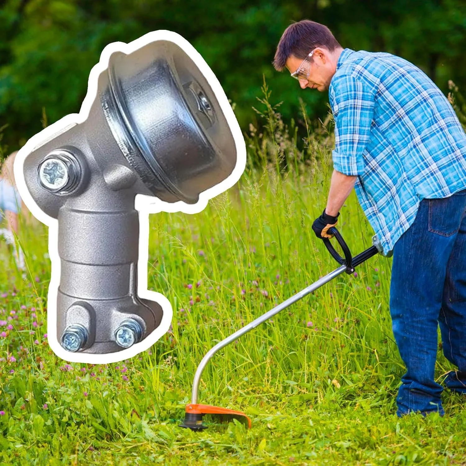 Lawn Mower Gear Replacement Head | Lawn Mower Grass Trimmer Accessories | Aluminum Alloy Replacement Tool Maintenance Equipment for Outdoor Agricultural Vineyard Park Edging Garden Golf Course