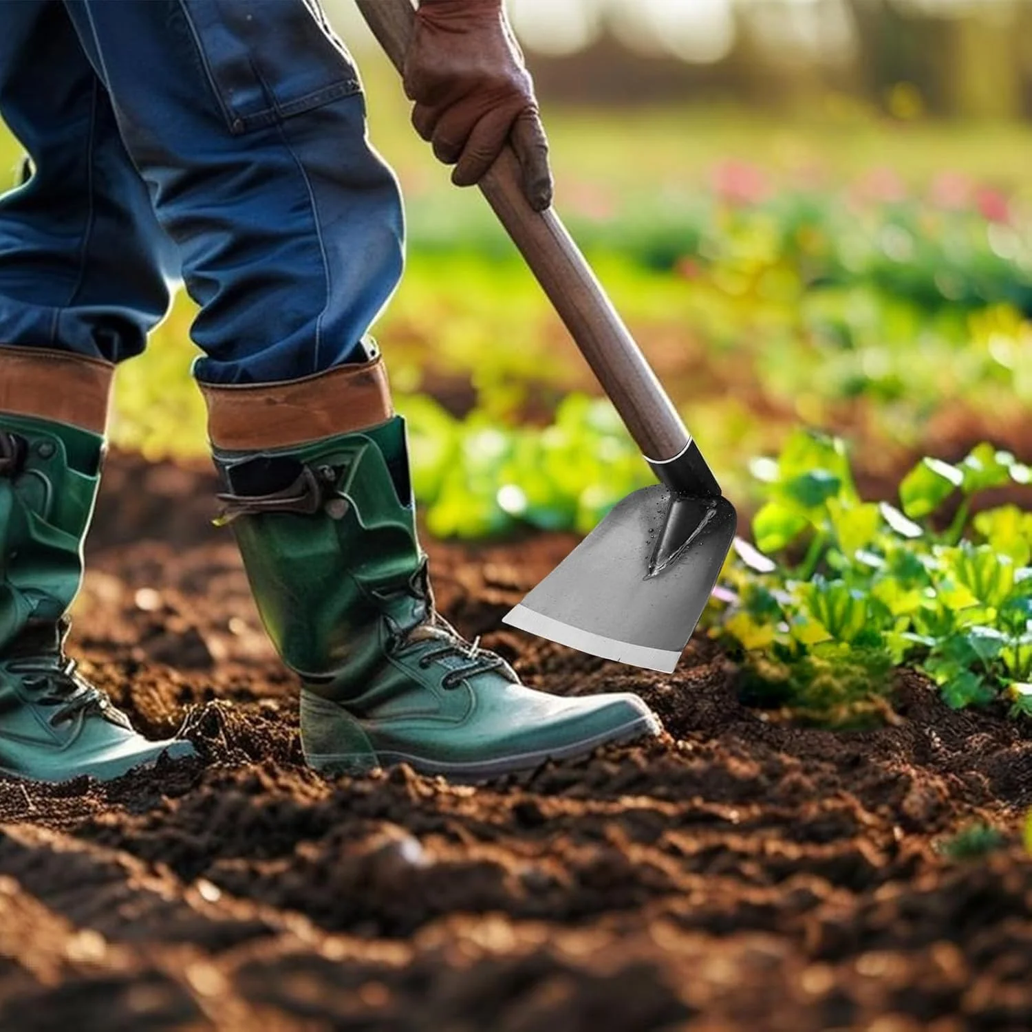 بیلچه باغبانی، بیلچه فولادی منگنز برای وجین، ابزار دستی سنگین برای شخم زدن و سست کردن خاک در چمنزار و باغچه خانگی