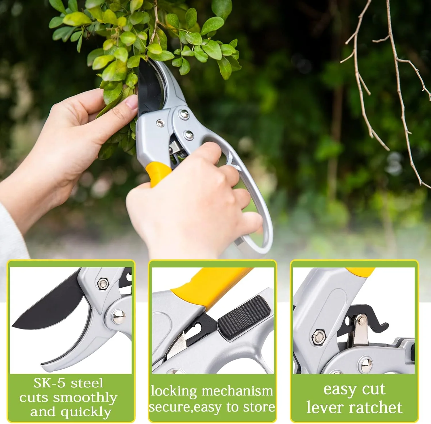 قیچی باغبانی، دسته تقویت شده با طراحی مقاوم، قیچی باغبانی دستی، قیچی هرس گیاهان، سیم چین گل