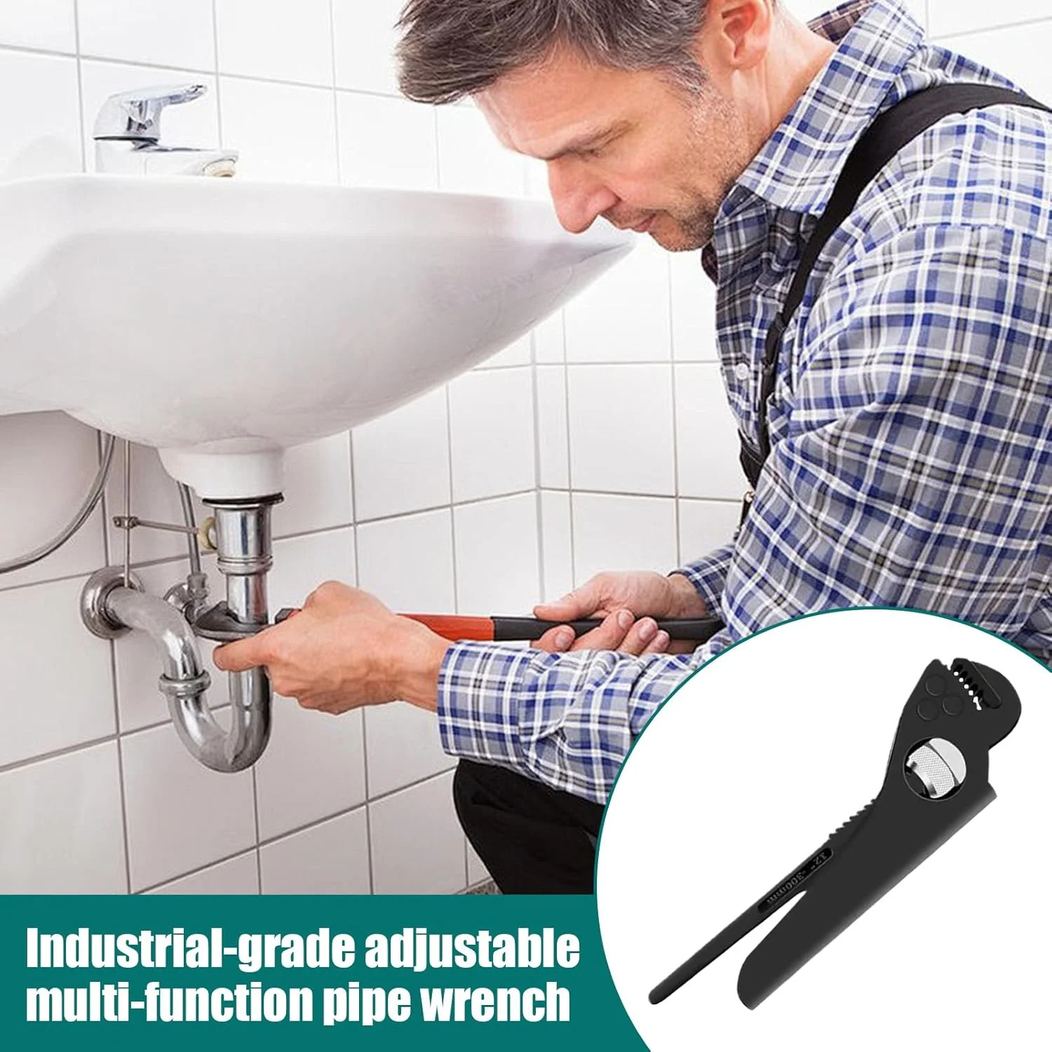 آچار لوله گیر - آچارهای لوله کشی کربنی قابل تنظیم 7-12 اینچی | ابزار تعمیرات سنگین برای اتصالات سینک توالت شیرآلات گاراژ، مهره های آبگرمکن، حمام، آشپزخانه، منزل، کشاورزی