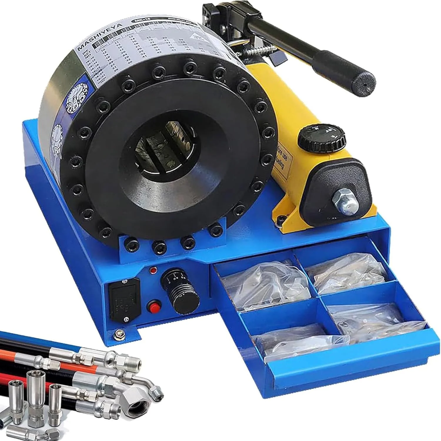 پرس شیلنگ JDOSHIS با 8 مجموعه قالب، ابزار پرس شیلنگ هیدرولیک دستی فشار قوی مناسب برای بیل مکانیکی، خودرو، ماشین آلات کشاورزی و سایر خطوط لوله