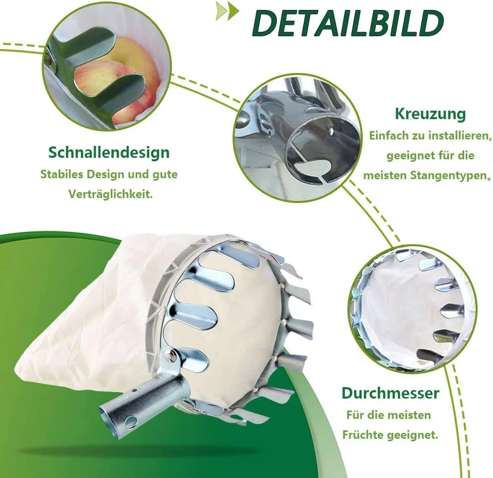 ابزار چیدن میوه ProLeo با کیسه پارچه ای، چیدن سیب با کیسه نخی ضخیم، لوازم جانبی باغبانی کشاورزی، ابزار برای سیب، پرتقال، لامپ هلو (قطر 14 سانتی متر)