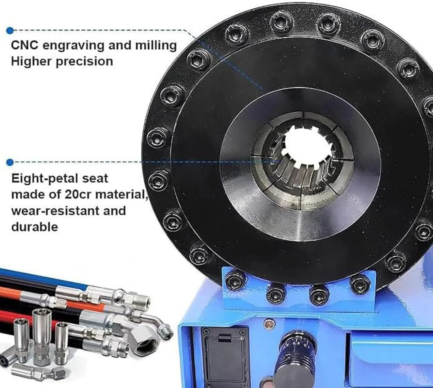پرس شیلنگ JDOSHIS با 8 مجموعه قالب، ابزار پرس شیلنگ هیدرولیک دستی فشار قوی مناسب برای بیل مکانیکی، خودرو، ماشین آلات کشاورزی و سایر خطوط لوله