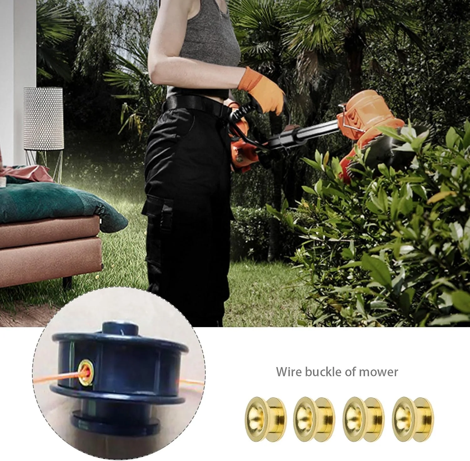 8 عدد سری علف زن 2 لاین یونیورسال، بوشینگ های برنجی، شکاف 5 میلی متری، لوازم جانبی و قطعات جایگزین ابزار برقی فضای باز برای کشاورزی و باغ