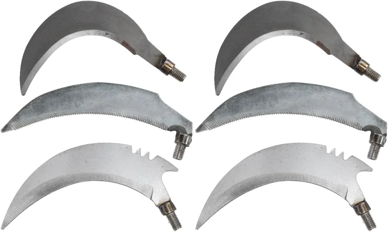 DOITOOL داس باغبانی 6 عددی کربنی، علف‌هرزکن هرس علف‌هرز، دسته‌ها، سر داس‌ها، ابزار فولادی تعویضی دستی برای باغبانی بدون لوازم جانبی