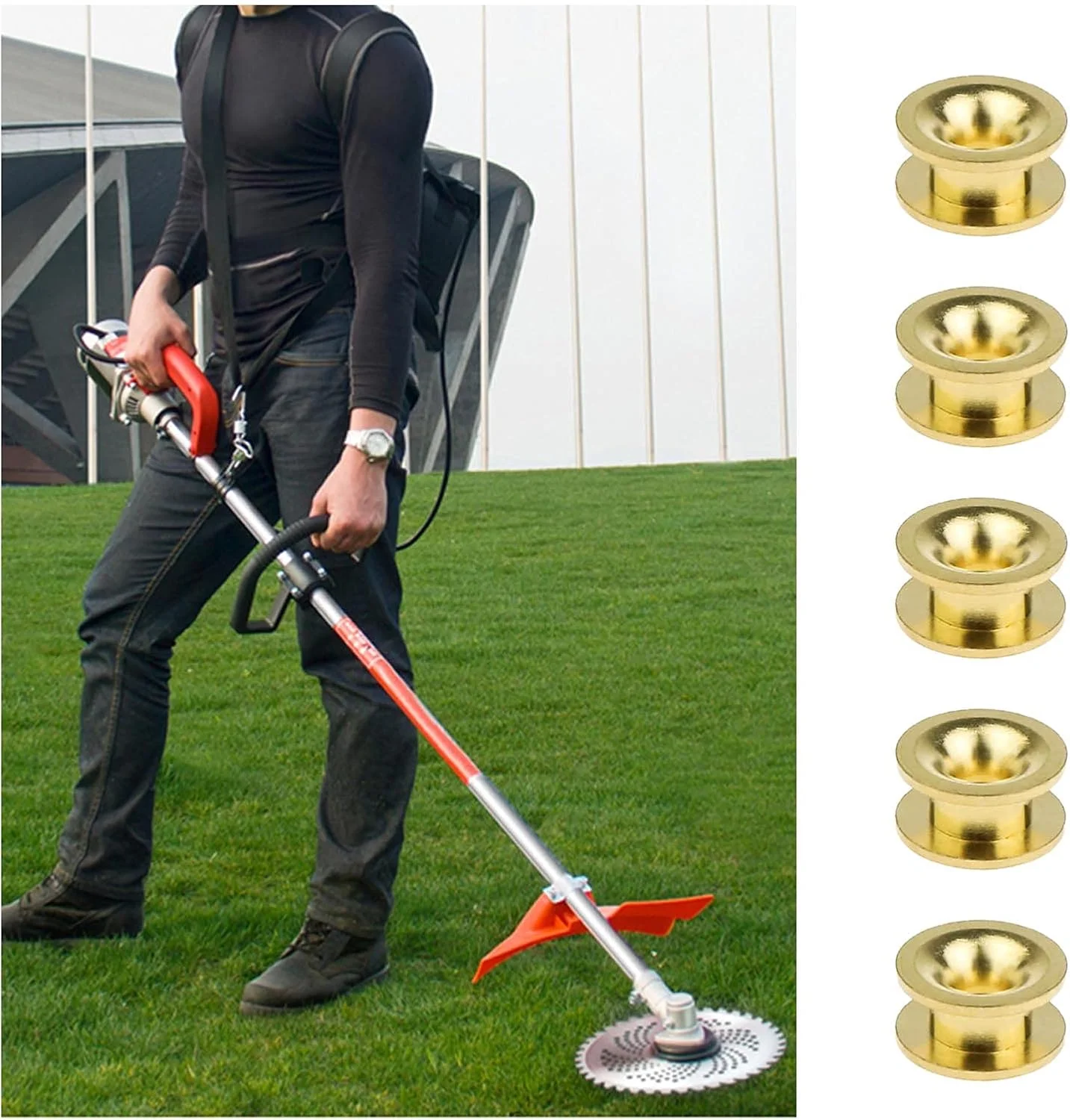 8 عدد سری علف زن 2 لاین یونیورسال، بوشینگ های برنجی، شکاف 5 میلی متری، لوازم جانبی و قطعات جایگزین ابزار برقی فضای باز برای کشاورزی و باغ