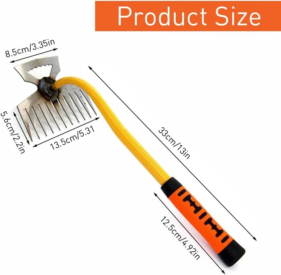 ابزار علف‌کن دستی باغبانی HASTHIP® - علف‌کش قابل حمل 33 سانتی‌متری - برش‌دهنده گیاه برای باغ خانگی - ابزار دستی علف‌کن فولادی 11 چنگکی - ابزار حذف علف‌های هرز ارتقا یافته 2024 - مناسب برای باغ و چمن