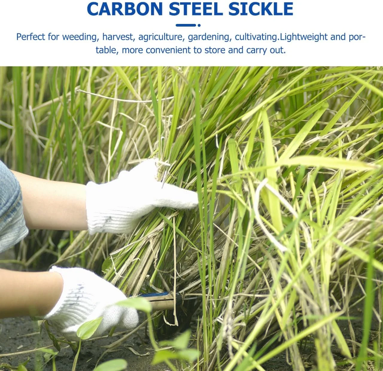 DOITOOL داس باغبانی 6 عددی کربنی، علف‌هرزکن هرس علف‌هرز، دسته‌ها، سر داس‌ها، ابزار فولادی تعویضی دستی برای باغبانی بدون لوازم جانبی