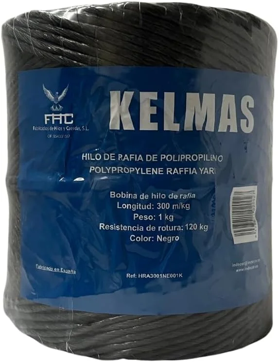 Kelmas - Rope - Thread - Raffia - 300 m - 1 kg - Agriculture Rope - Gardening Rope - Parcel Rope - Crafts Rope - Packaging Rope - Tomatoes Rope - Black Rope