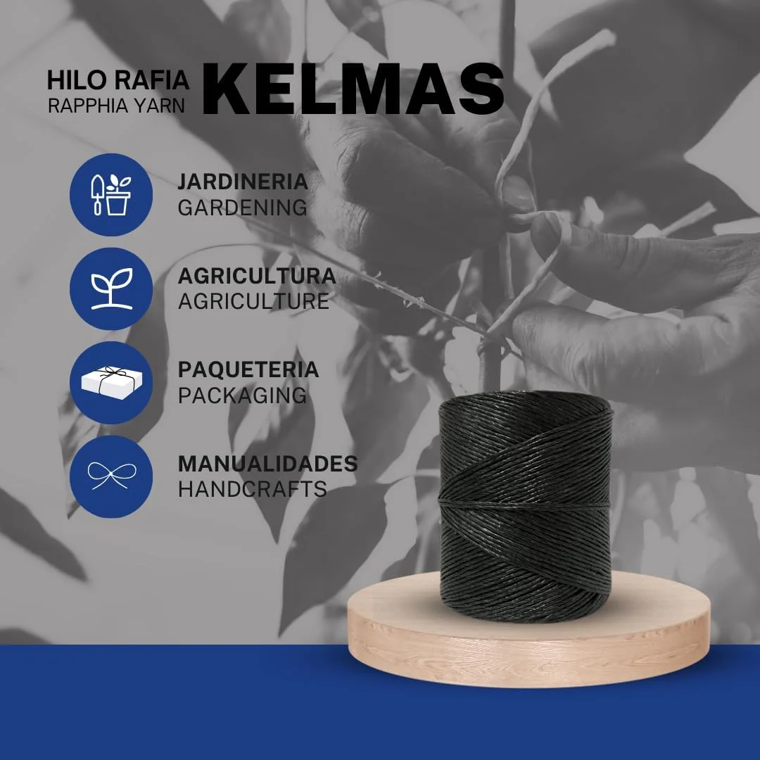 Kelmas - Rope - Thread - Raffia - 300 m - 1 kg - Agriculture Rope - Gardening Rope - Parcel Rope - Crafts Rope - Packaging Rope - Tomatoes Rope - Black Rope