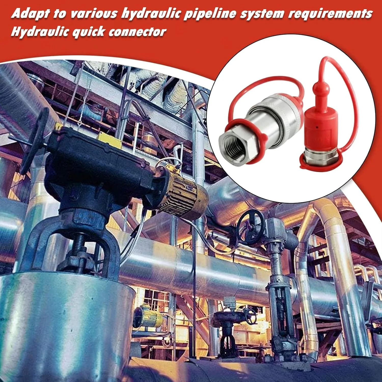 ابزار کوپلر هیدرولیک، کوپلرهای هیدرولیک با درپوش گرد و غبار و شیر توپی - لوازم جانبی انتقال سیال بدون نشتی برای تجهیزات کشاورزی صنعتی با فشار بالا