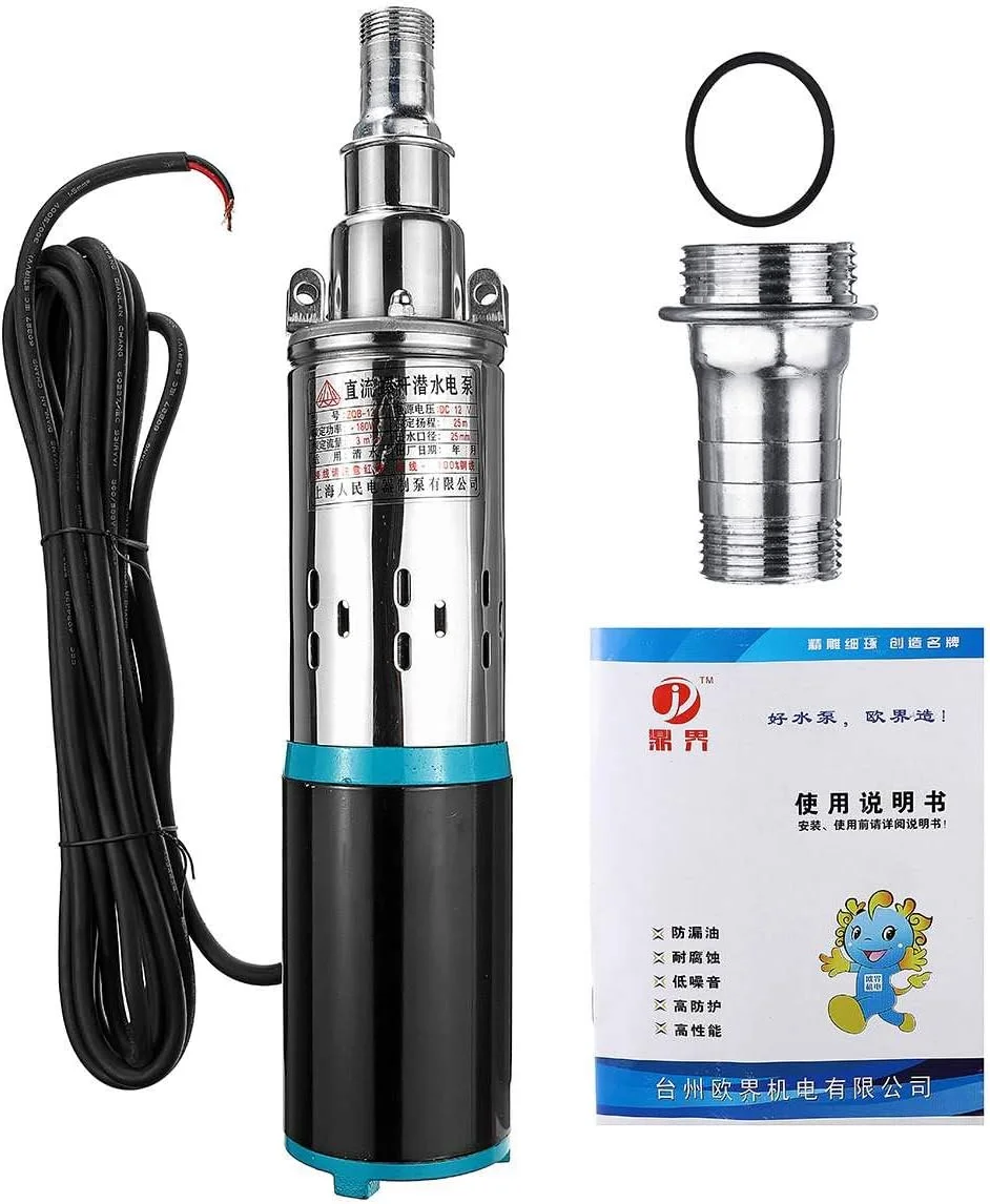 پمپ آب خورشیدی چاه عمیق HL Home-Link DC 12V 24V با ارتفاع 25 متر، پمپ شناور پیچی برای آبیاری باغ، ابزار کشاورزی خانگی (رنگ: 12 ولت)