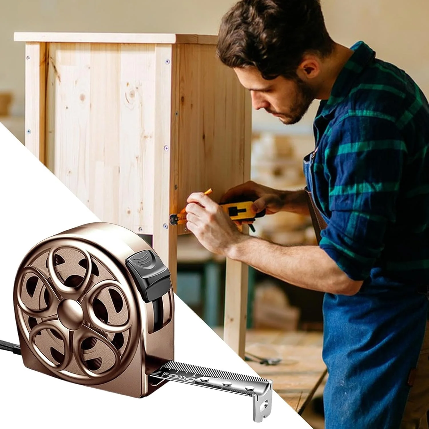 متر نواری ضد آب - متر فلزی ضد آب جمع شونده با قابلیت خواندن آسان، ابزار اندازه گیری دستی، لوازم جانبی خط کش برای مهندسی، کشاورزی، نجاری و فضای باز