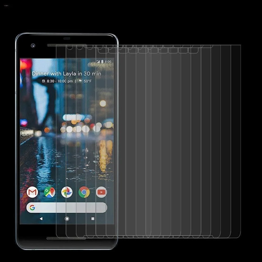 محافظ صفحه نمایش شیشه ای حرارت دیده ZCLINXHEFSDSS گوشی هوشمند 10 عددی برای گوگل پیکسل 2، ضخامت 0.26 میلی متر، سختی سطح 9H، ضد انفجار، محافظ صفحه نمایش LCD