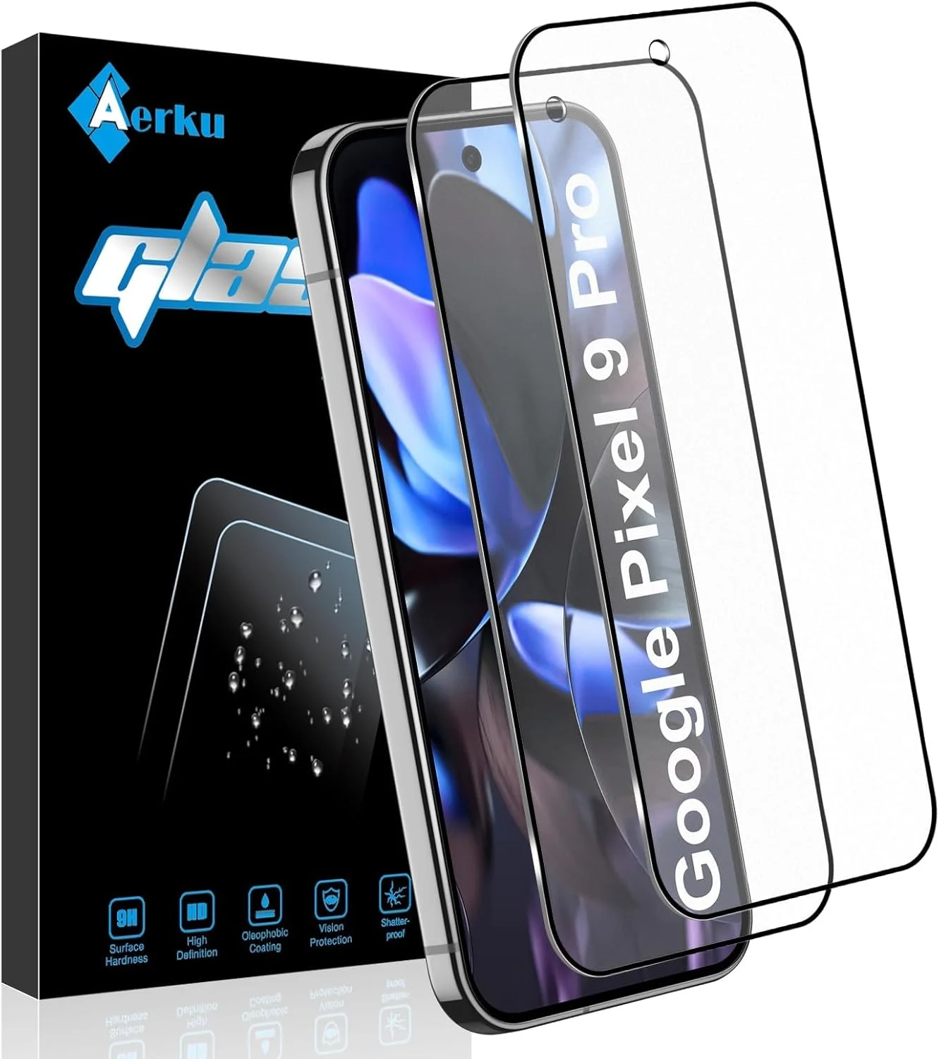 محافظ صفحه نمایش مات Aerku سازگار با Google Pixel 9 / Pixel 9 Pro 5G، [2 عدد] ضد اثر انگشت، ضد تابش نور، شیشه حرارت دیده مات، سختی 9H، ضد خش