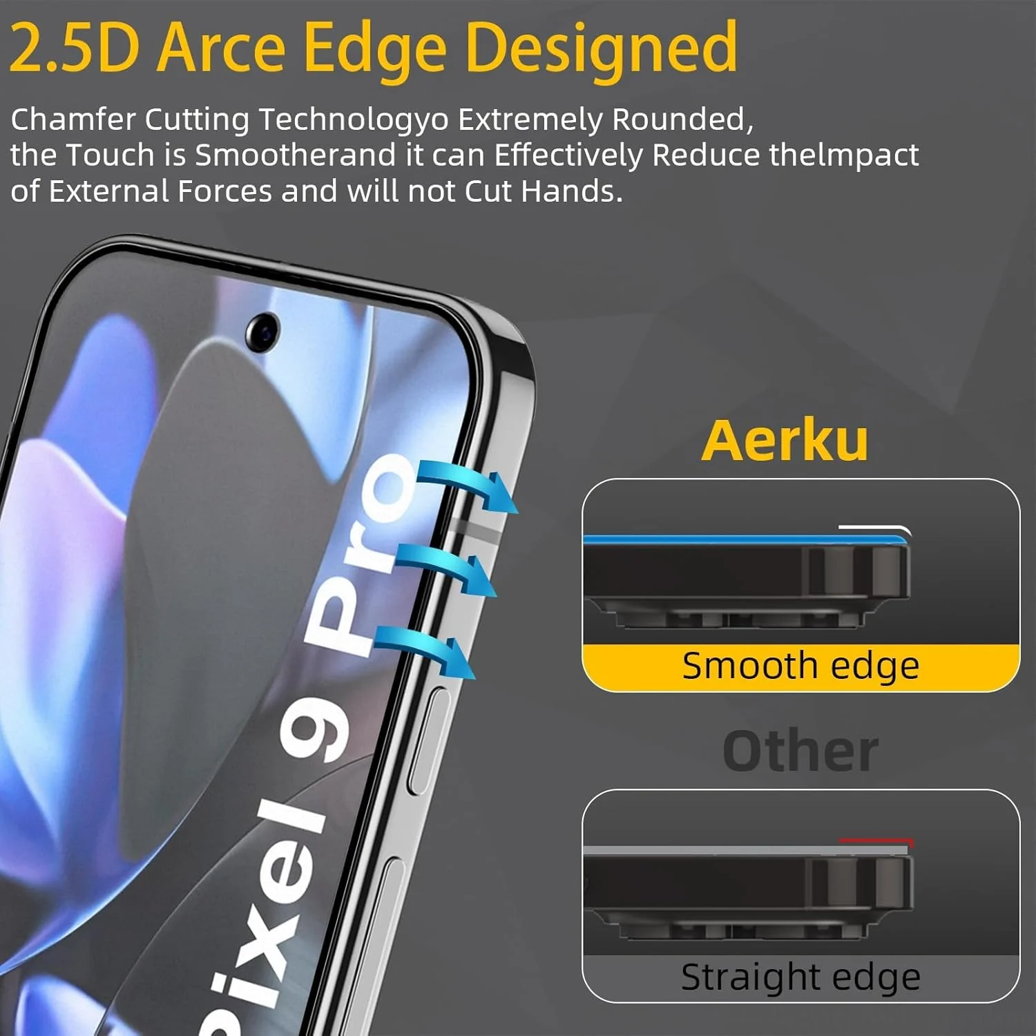 محافظ صفحه نمایش مات Aerku سازگار با Google Pixel 9 / Pixel 9 Pro 5G، [2 عدد] ضد اثر انگشت، ضد تابش نور، شیشه حرارت دیده مات، سختی 9H، ضد خش