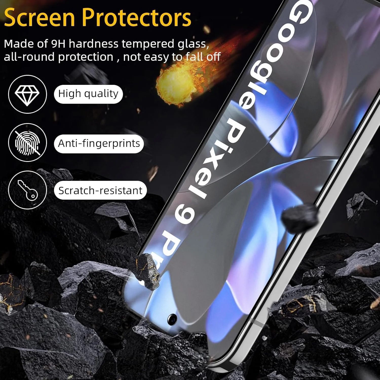 محافظ صفحه نمایش مات Aerku سازگار با Google Pixel 9 / Pixel 9 Pro 5G، [2 عدد] ضد اثر انگشت، ضد تابش نور، شیشه حرارت دیده مات، سختی 9H، ضد خش