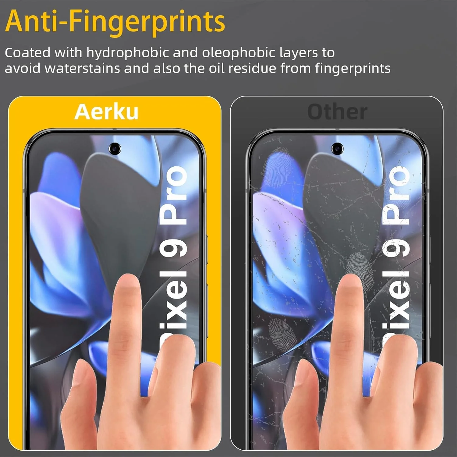 محافظ صفحه نمایش مات Aerku سازگار با Google Pixel 9 / Pixel 9 Pro 5G، [2 عدد] ضد اثر انگشت، ضد تابش نور، شیشه حرارت دیده مات، سختی 9H، ضد خش