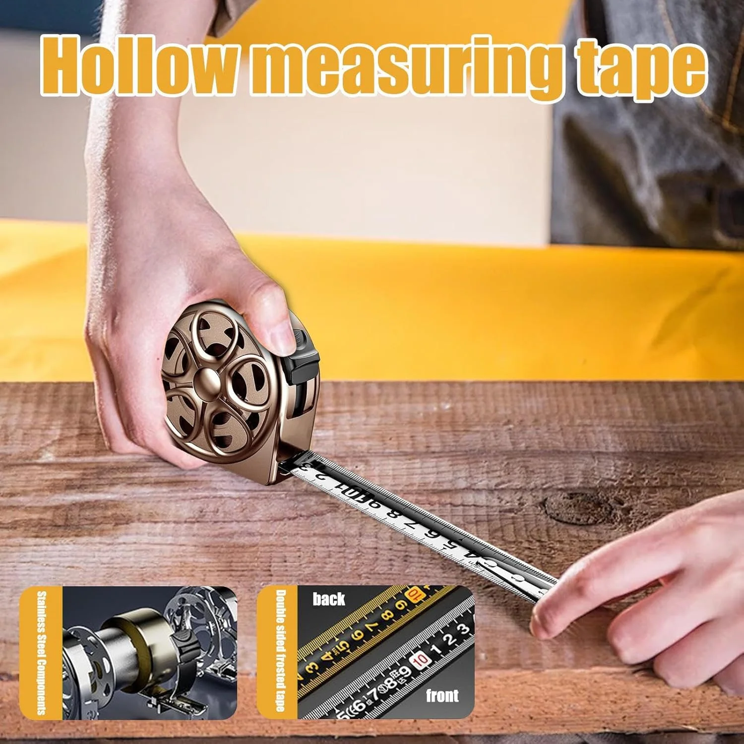 متر نواری استیل ضد زنگ | خط کش اندازه گیری قفل فوری با طراحی توخالی، ابزار اندازه گیری دستی ضد سقوط برای مسیرهای کشاورزی، مهندسی صنعتی، نجاری و فضای باز