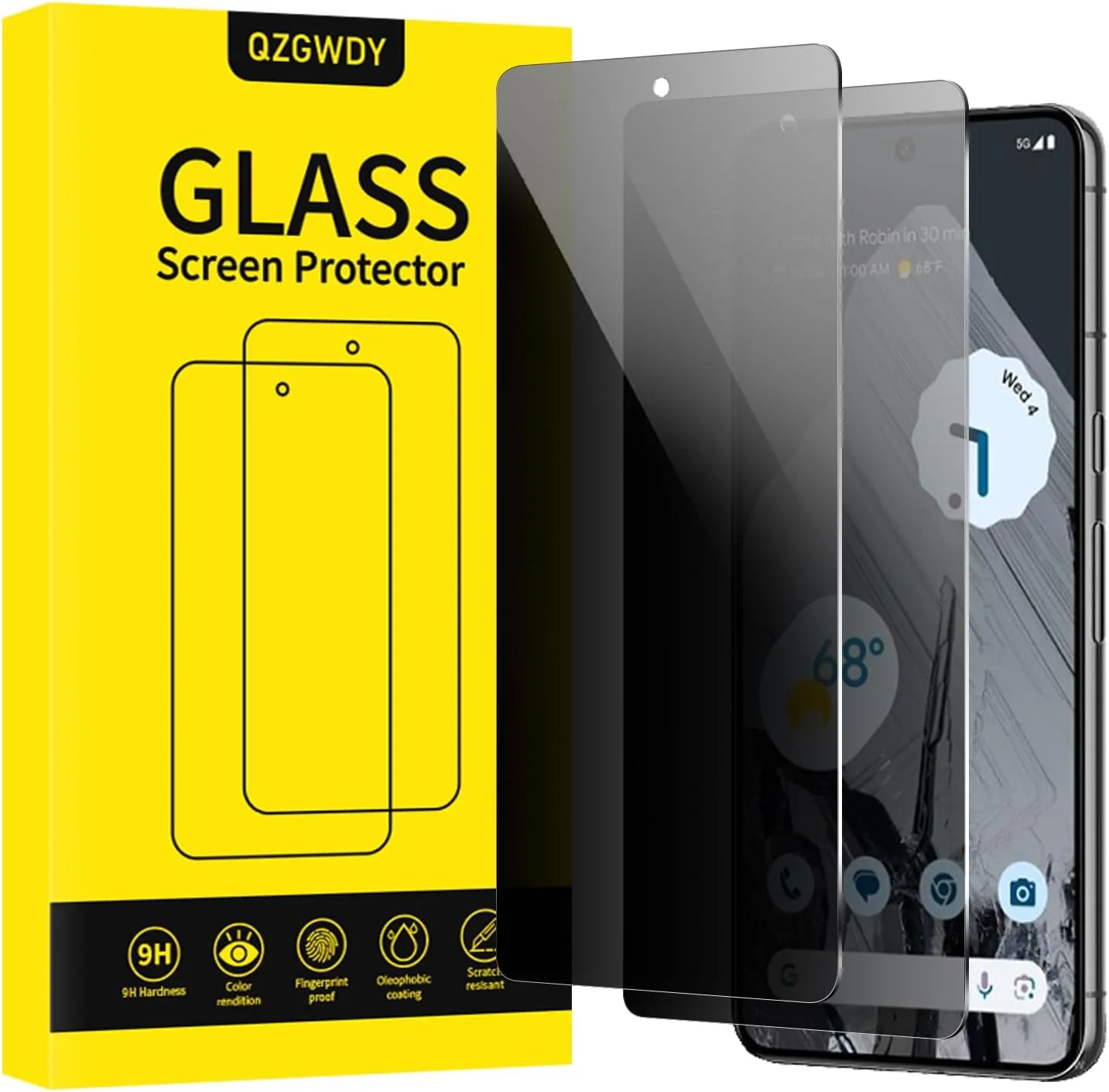 QZGWDY 2 Pack Privacy Screen Protector for Google Pixel 8 Pro, Bubble-Free, Durable, 9H Hardness Glass QZGWDY 2 Pack Privacy Screen Protector for Google Pixel 8 Pro, Bubble-Free, Durable, 9H Hardness Glass