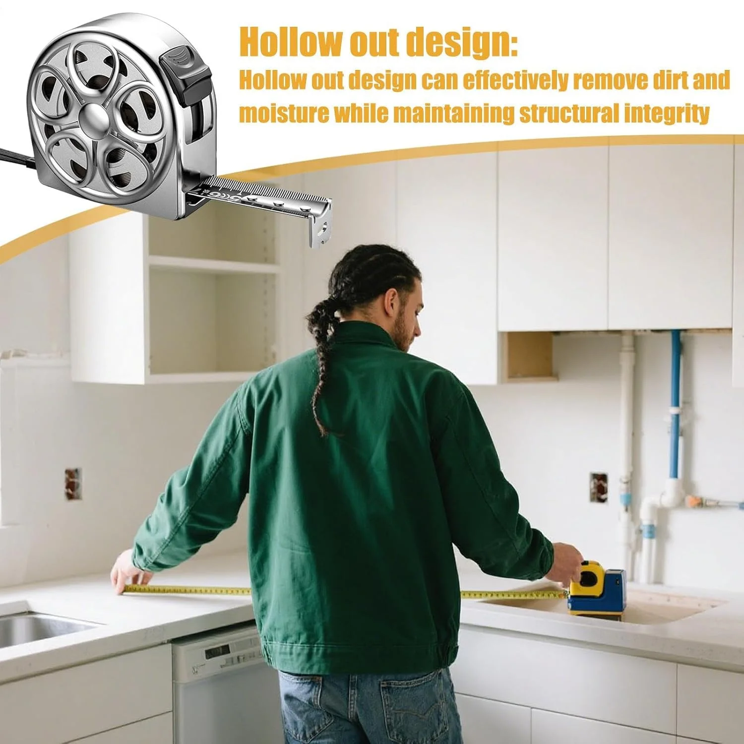 متر نواری ضد آب، متر فلزی جمع شونده ضد آب - ابزار اندازه گیری دستی ضد سقوط برای مسیرهای کشاورزی، مهندسی صنعتی، نجاری، فضای باز