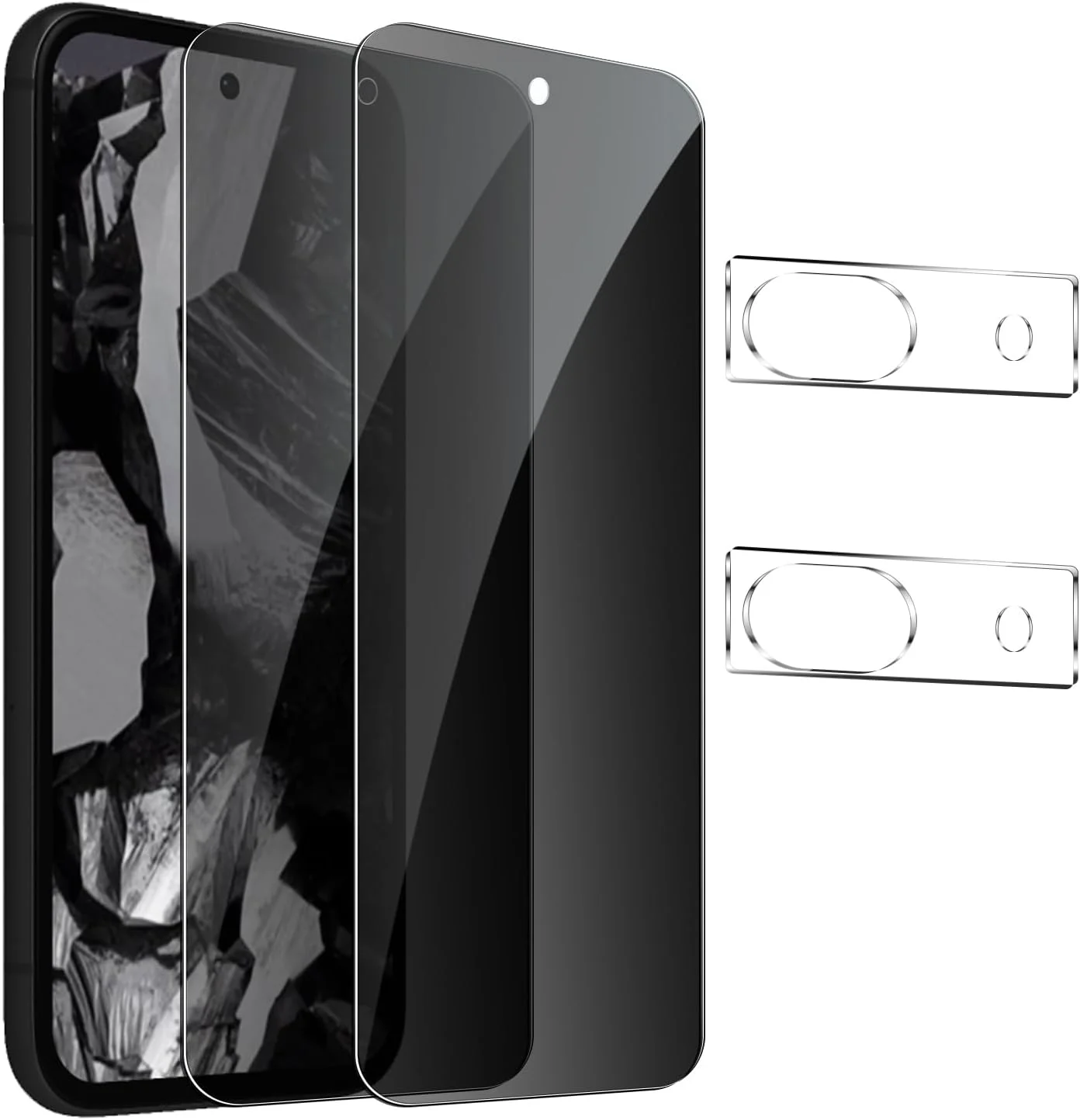 [بسته 2+2 عددی] محافظ صفحه نمایش حریم خصوصی برای گوگل پیکسل 8a، فیلم شیشه ای حرارت دیده ضد جاسوسی، تشخیص اثر انگشت، سختی 9H، ضد خش، ضد اثر انگشت