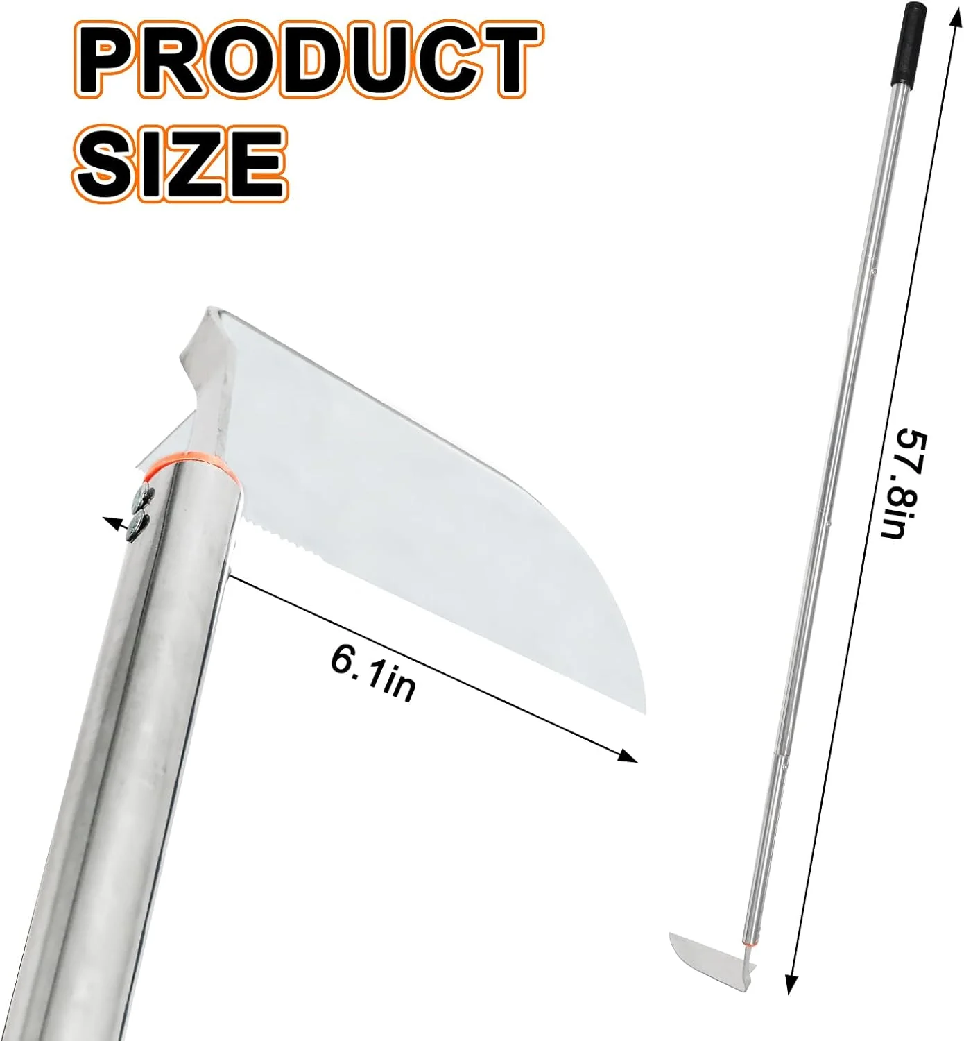 تیشه علف زن ژاپنی COKTME با دسته بلند قابل تنظیم، ابزار علف زنی ایستاده از جنس استیل ضد زنگ، تیشه علف زن زاویه دار، ابزار باغبانی ژاپنی برای وجین و کاشت