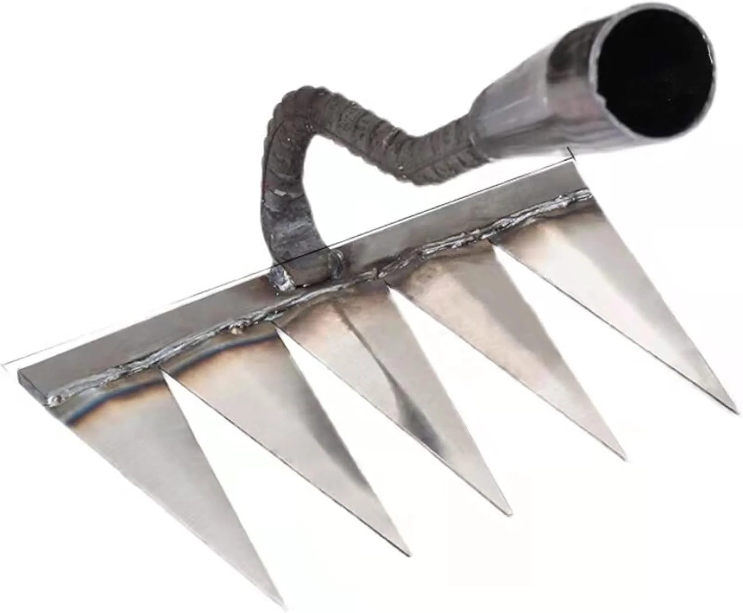BOSSGE Rake Hoe weeding rake farm tool weeding hoe root turning the ground loosening artifact six-tooth nail rake no steel rake agricultural