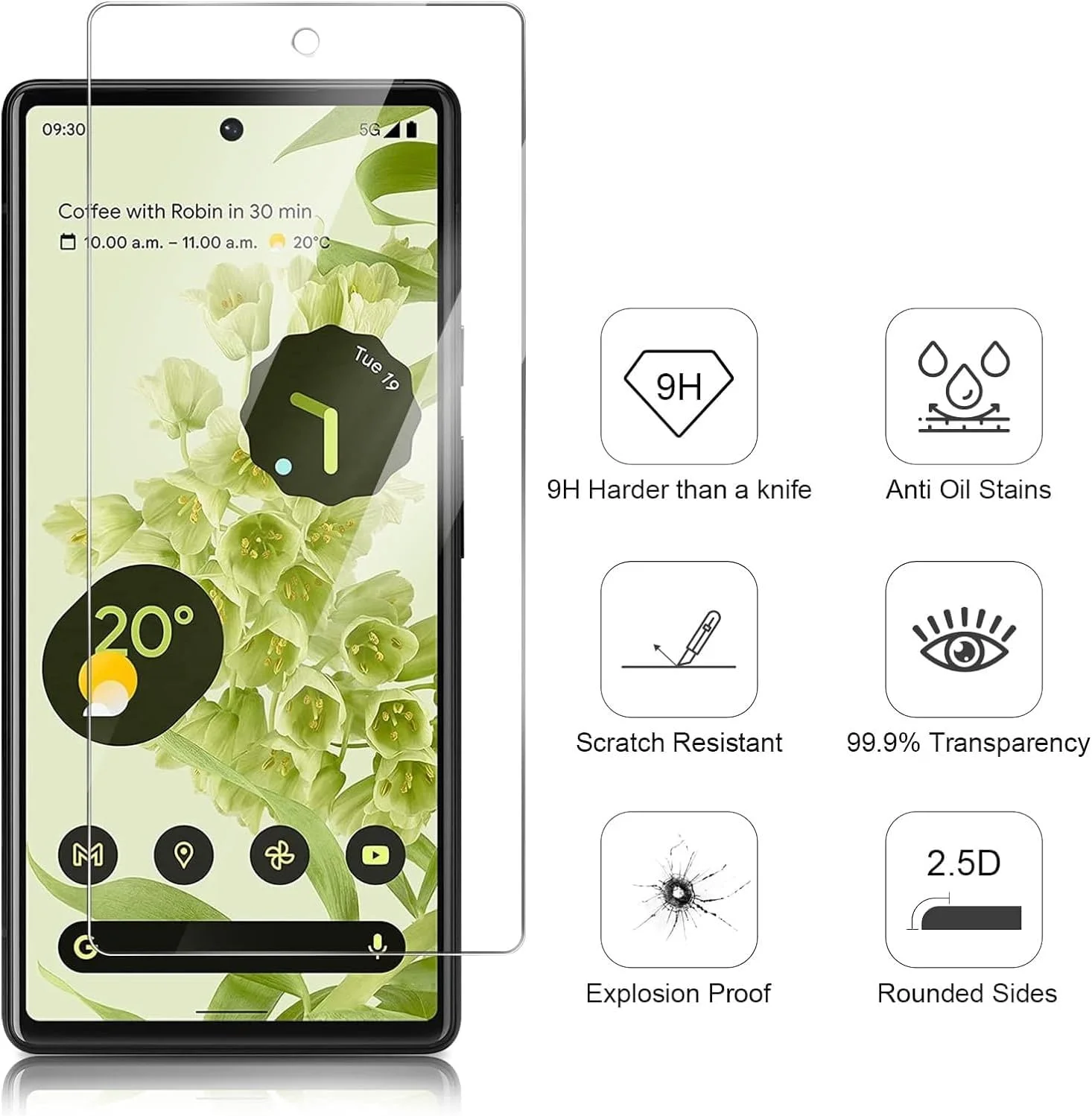محافظ صفحه نمایش NWNK13 برای گوگل پیکسل 7a و پیکسل 6a، ضد خش، شفافیت بالا، سازگار با قاب، شیشه حرارت دیده شفاف برای گوگل پیکسل 6a / 7a [بسته 3 عددی]