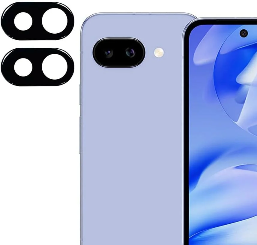 محافظ لنز دوربین شیشه ای سازگار با گوگل پیکسل 9a، [2 عدد]، [ضد خش] [بدون حباب] - مشکی