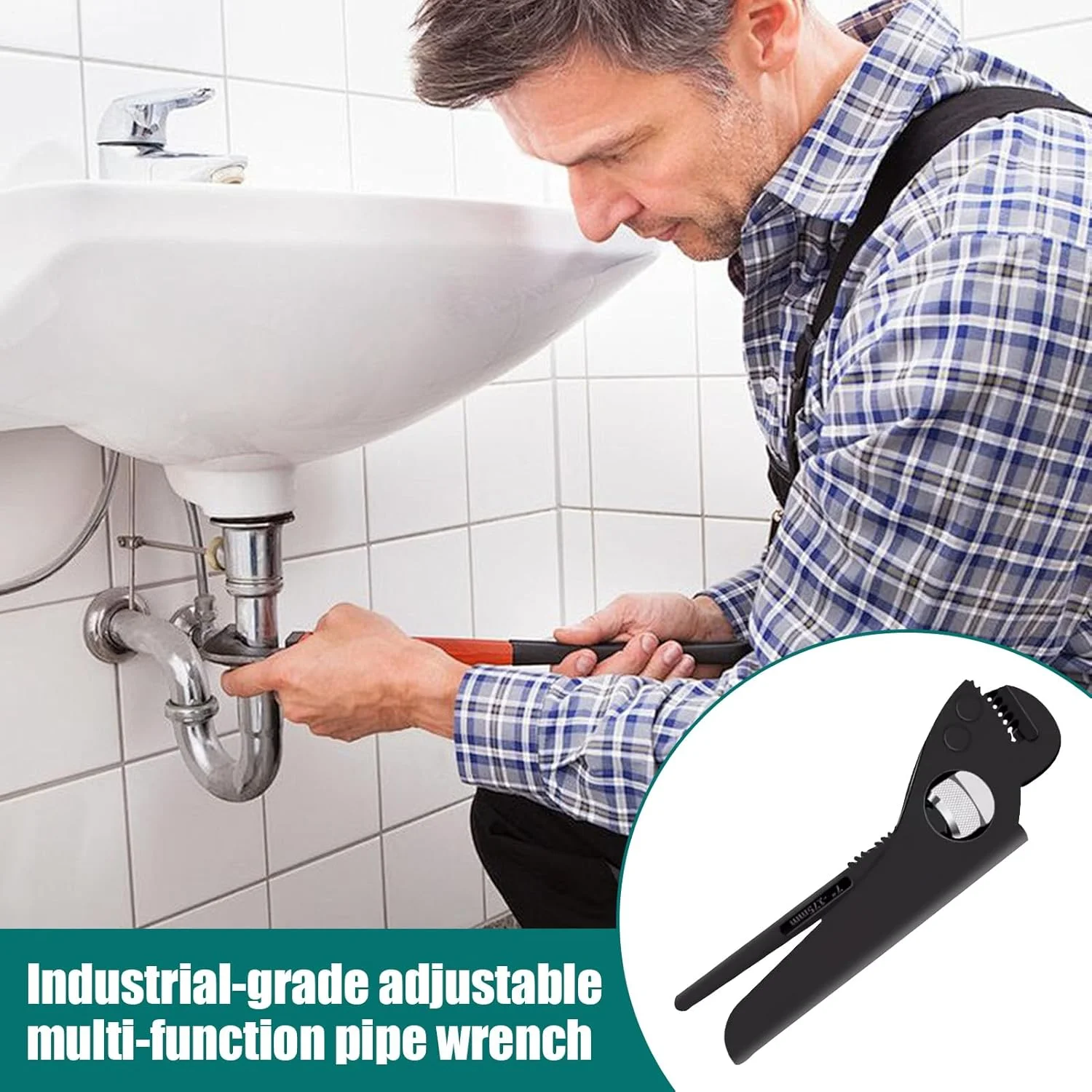 آچار لوله کشی - آچار لوله قابل تنظیم ابزار لوله کشی - ابزار تعمیرات سنگین برای اتصالات گاراژ، شیر آب، توالت، سینک، آبگرمکن، مهره ها، حمام، آشپزخانه، منزل، کشاورزی