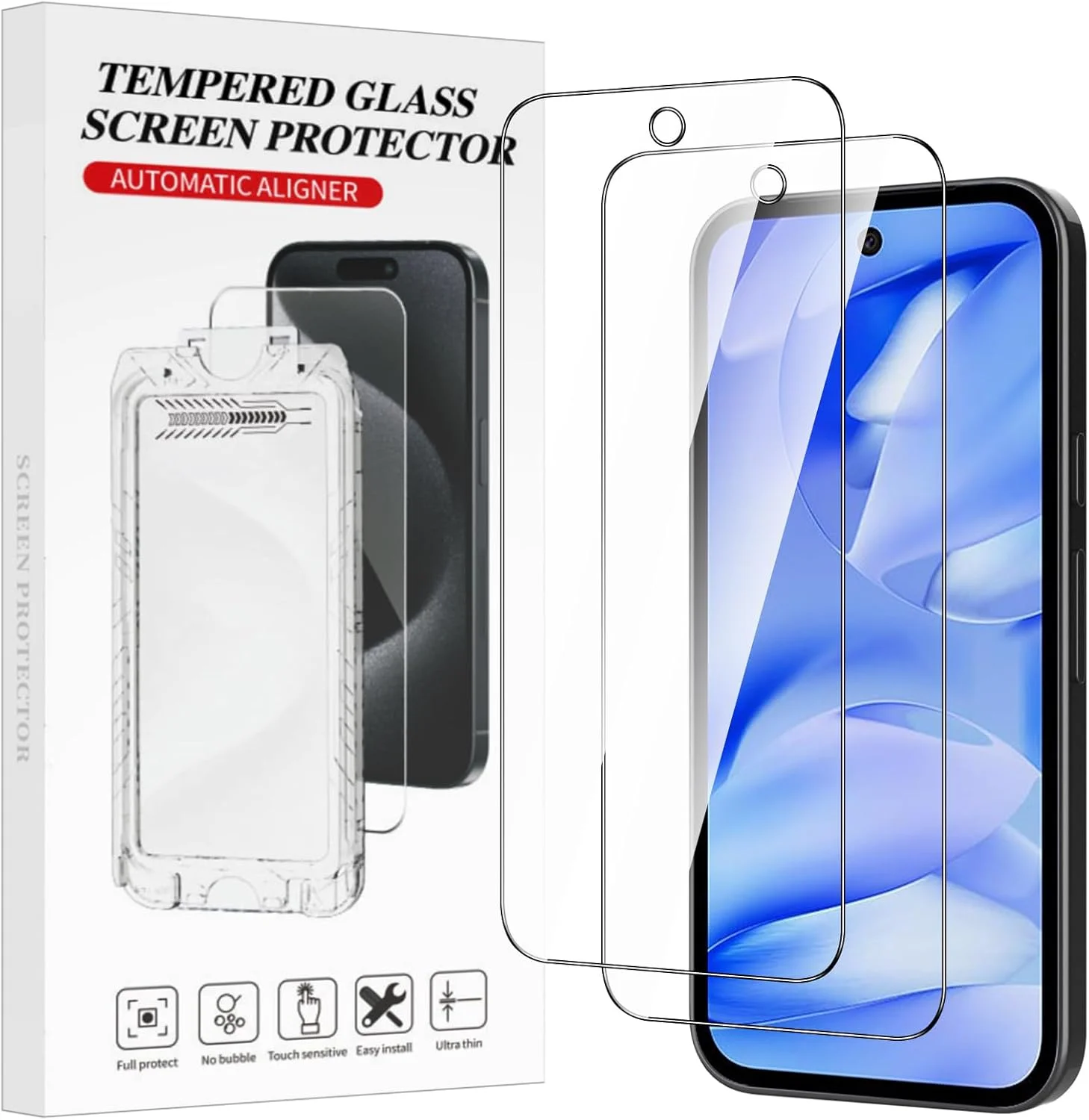 AUUYYA [2 عدد محافظ صفحه نمایش شیشه ای حرارت دیده برای گوگل پیکسل 9a، شفاف HD با کیت نصب بدون گرد و غبار – سختی 9H] محافظ ضد خش شیشه ای [ضد اثر انگشت] [ضد حباب]