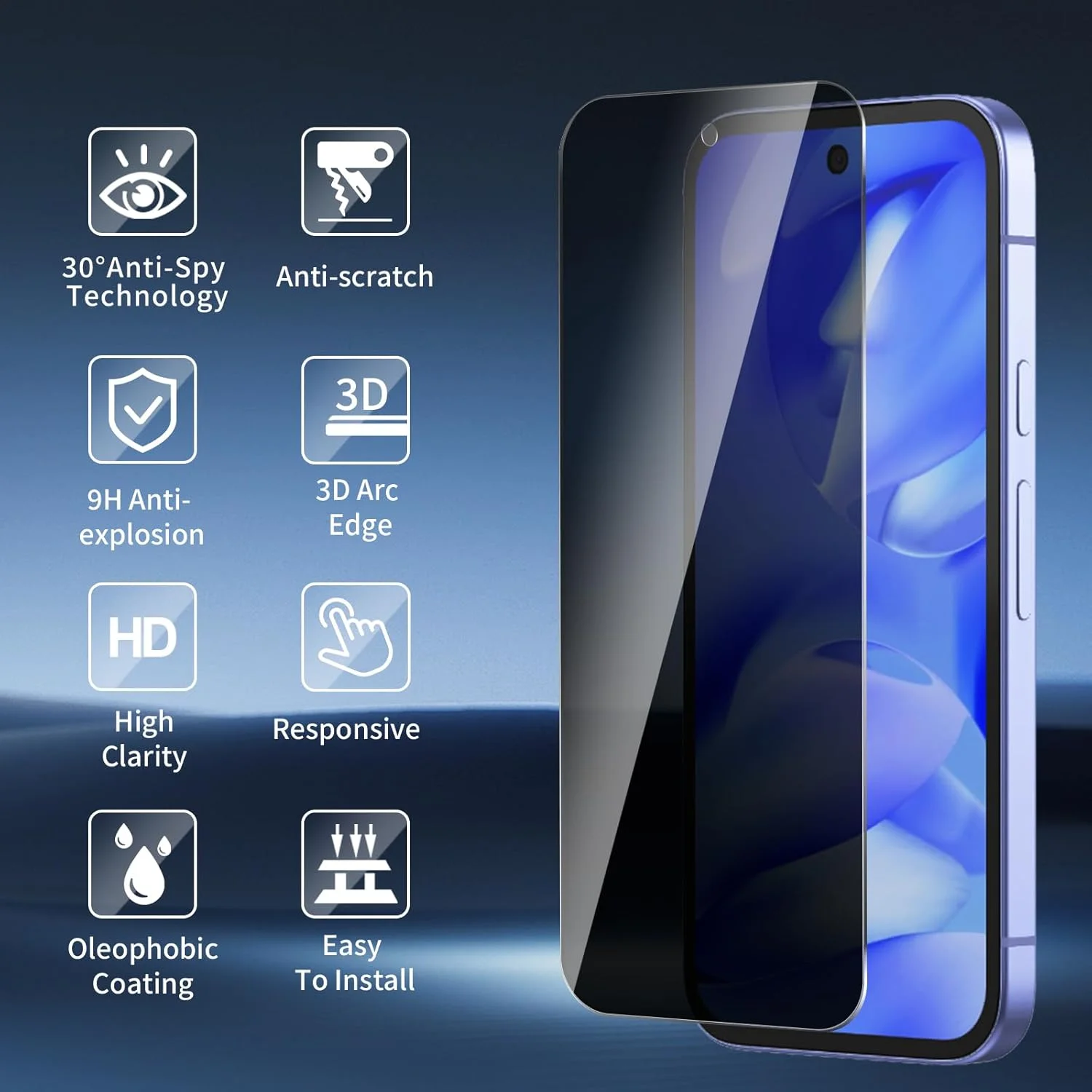 محافظ صفحه نمایش حریم خصوصی BIESHKJ برای گوگل پیکسل 9a، بسته 3 عددی، فیلم محافظ شیشه ای حرارت دیده با وضوح بالا، نصب آسان، سختی 9H، مقاوم در برابر خراش، ضد اثر انگشت محافظ صفحه نمایش حریم خصوصی BIESHKJ برای گوگل پیکسل 9a، بسته 3 عددی، فیلم محافظ شیشه ای حرارت دیده با وضوح بالا، نصب آسان، سختی 9H، مقاوم در برابر خراش، ضد اثر انگشت