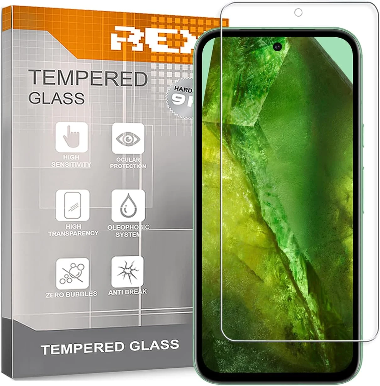 REY Pack of 3 Tempered Glass Screen Protectors for Google Pixel 8A, Screen Protector, Screen Protector 9H+ Hardness, Anti-Scratch Oil Bubbles REY Pack of 3 Tempered Glass Screen Protectors for Google Pixel 8A, Screen Protector, Screen Protector 9H+ Hardness, Anti-Scratch Oil Bubbles