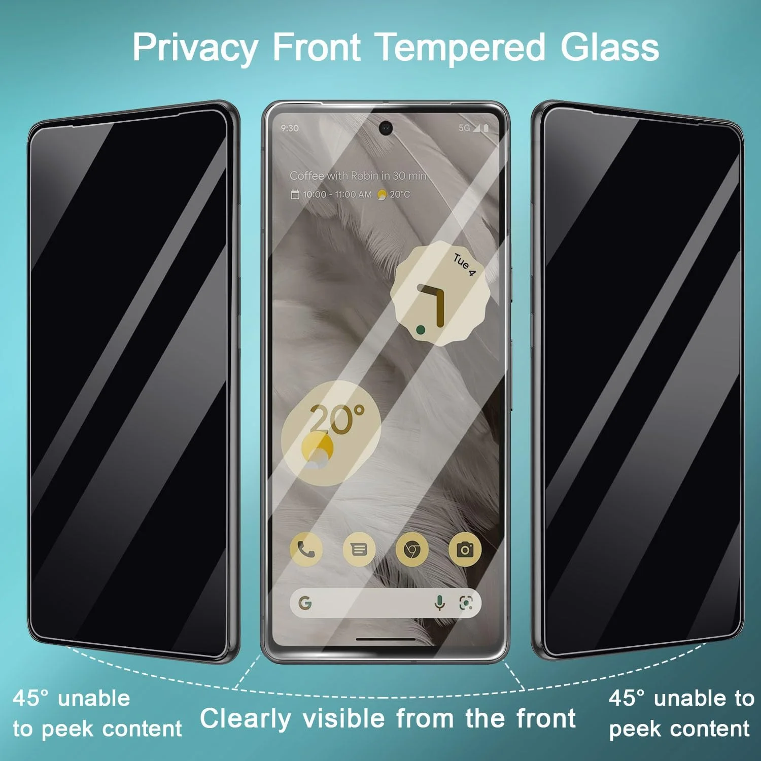 محافظ صفحه نمایش UEEBAI برای گوگل پیکسل 7، [بسته 2 عددی] [پوشش کامل] سختی 9H ممتاز [ضد جاسوسی] شیشه حرارت دیده فوق العاده نازک محافظ لبه بدون حباب ضد خش - مشکی