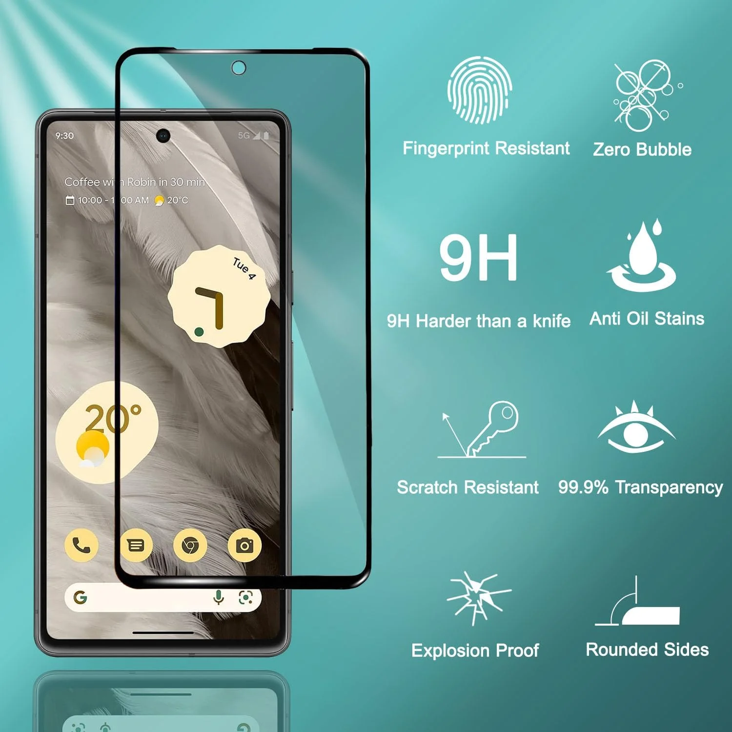 محافظ صفحه نمایش UEEBAI برای گوگل پیکسل 7، [بسته 2 عددی] [پوشش کامل] سختی 9H ممتاز [ضد جاسوسی] شیشه حرارت دیده فوق العاده نازک محافظ لبه بدون حباب ضد خش - مشکی